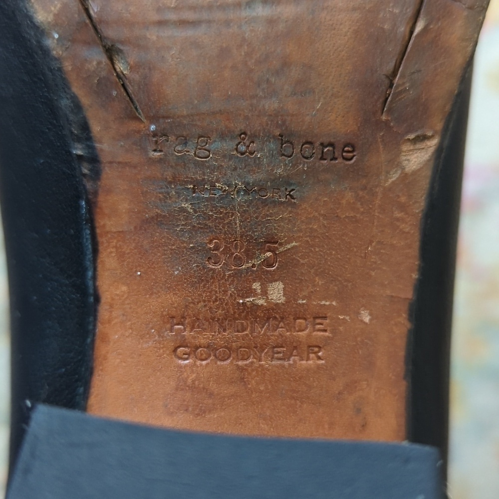 Rag & Bone Mercer II Handmade Goodyear Leather Slouchy Moto Boots Black 38.5 - Picture 13 of 15